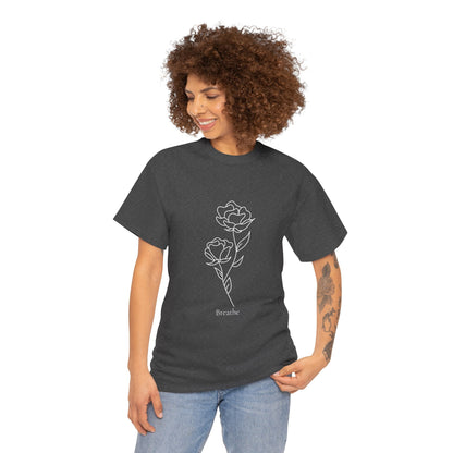 Breathe Tee – Floral Dark Heather Minimalism