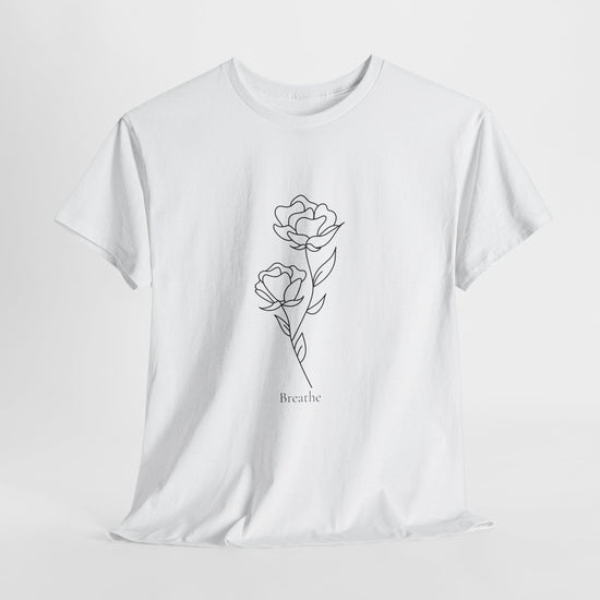 Breathe Tee – Floral White Minimalism