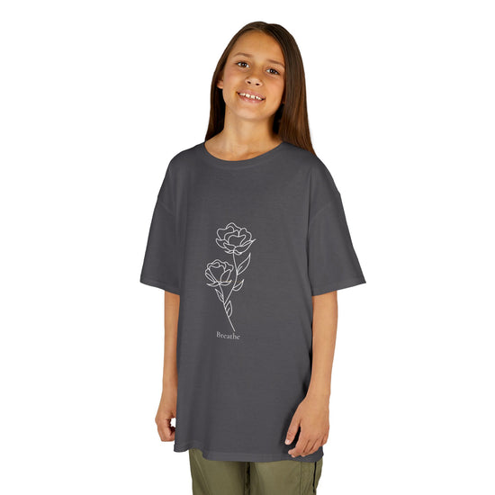 Breathe Kids Tee – Floral Minimalism Charcoal