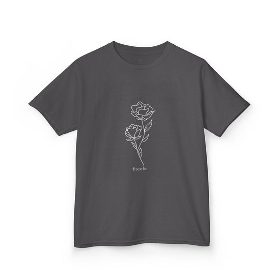 Breathe Kids Tee – Floral Minimalism Charcoal