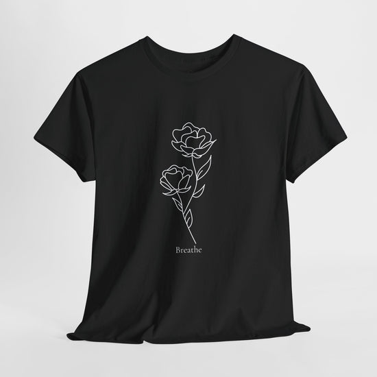 Breathe Tee – Floral Black Minimalism