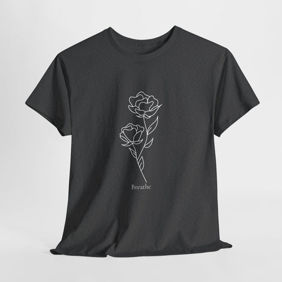 Breathe Tee – Floral Dark Heather Minimalism