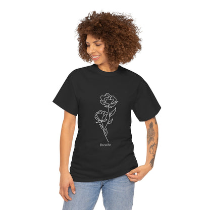 Breathe Tee – Floral Black Minimalism