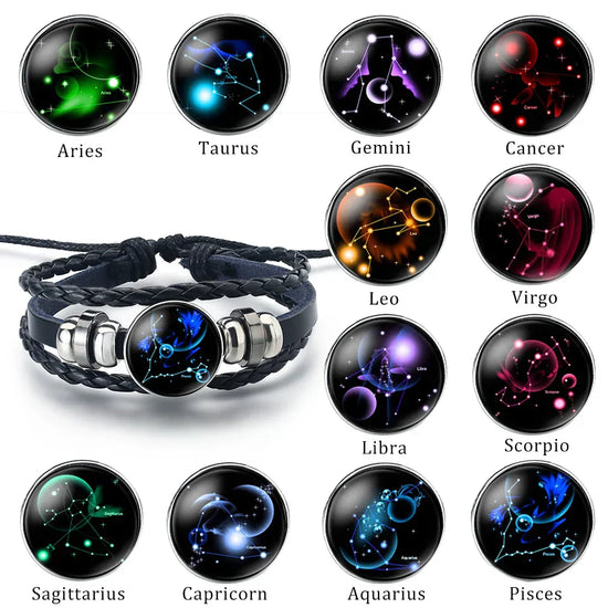 Zodiac Leather Wrap Bracelet
