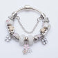 Elegant Charm Bracelet for Women – Cherry Blossom, Heart & Crystal Beads