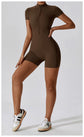 Short Sleeve Zipper Jumpsuit – Comfortable Activewear for Yoga & Fitness