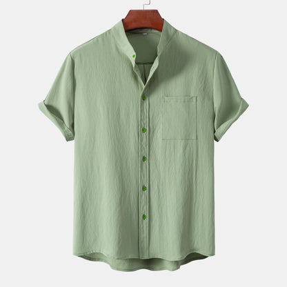 Varek Modern Stand Collar Cardigan – Premium Short Sleeve Casual Shirt for Men