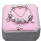Elegant Charm Bracelet for Women – Cherry Blossom, Heart & Crystal Beads