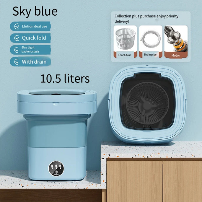 Mini Folding Washing Machine – 8L Capacity, Automatic Modes & Travel-Friendly Design