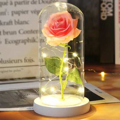 Galaxy Rose with Fairy Lights in Dome – Perfect Gift