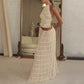 Backless Ruched Beach Set – Halter Top & Long Skirt Two-Piece Outfit