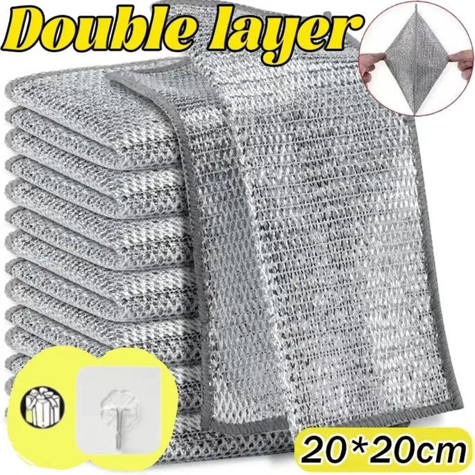 Reusable Metal Mesh Cleaning Cloth – Quick-Dry Microfiber Scrubber for Pots, Pans & Stovetops