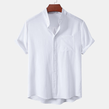 Varek Modern Stand Collar Cardigan – Premium Short Sleeve Casual Shirt for Men