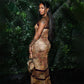 Luxury Furry Halter Dress – Split Evening Gown for Special Occasions