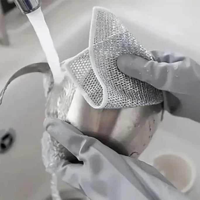 Reusable Metal Mesh Cleaning Cloth – Quick-Dry Microfiber Scrubber for Pots, Pans & Stovetops