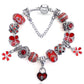 Elegant Charm Bracelet for Women – Cherry Blossom, Heart & Crystal Beads