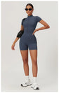 Short Sleeve Zipper Jumpsuit – Comfortable Activewear for Yoga & Fitness