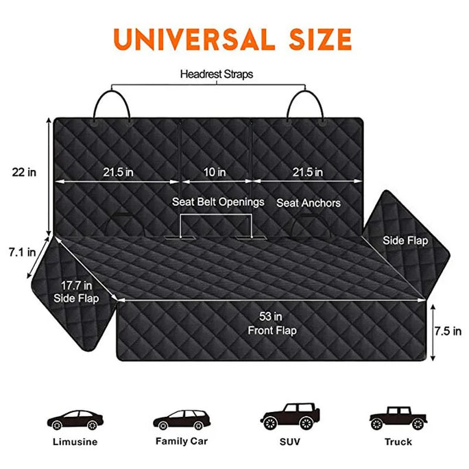 Dog Car Seat Cover - Waterproof Backseat Cushion for Pets