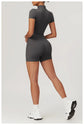 Short Sleeve Zipper Jumpsuit – Comfortable Activewear for Yoga & Fitness
