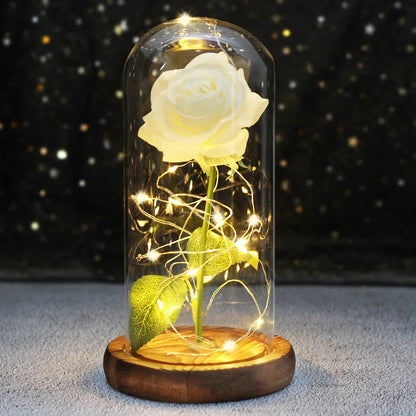 Galaxy Rose with Fairy Lights in Dome – Perfect Gift