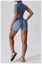 Short Sleeve Zipper Jumpsuit – Comfortable Activewear for Yoga & Fitness