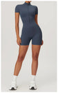 Short Sleeve Zipper Jumpsuit – Comfortable Activewear for Yoga & Fitness