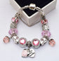 Elegant Charm Bracelet for Women – Cherry Blossom, Heart & Crystal Beads