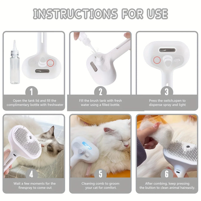 Pet Hair Remover Comb with Spray – Grooming Tool for Dogs & Cats with Built-in Mist Function