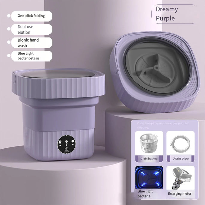 Mini Folding Washing Machine – 8L Capacity, Automatic Modes & Travel-Friendly Design