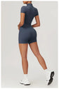 Short Sleeve Zipper Jumpsuit – Comfortable Activewear for Yoga & Fitness