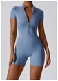 Short Sleeve Zipper Jumpsuit – Comfortable Activewear for Yoga & Fitness