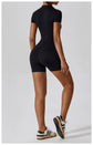 Short Sleeve Zipper Jumpsuit – Comfortable Activewear for Yoga & Fitness