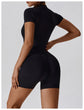 Short Sleeve Zipper Jumpsuit – Comfortable Activewear for Yoga & Fitness