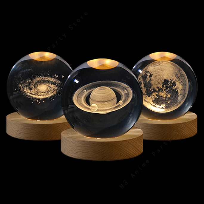 LED Galaxy Crystal Ball – 3D Moon & Planet Table Lamp for Kids, Teens & Birthday Gifts