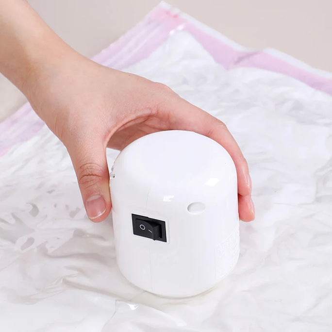 Mini Electric Vacuum Pump – Compression Sealer for Clothes & Food Storage Bags | Space-Saving Organizer