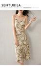 Elegant Print Midi Dress – Slim Fit Sundress for Casual Autumn Looks