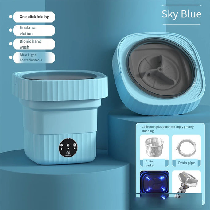 Mini Folding Washing Machine – 8L Capacity, Automatic Modes & Travel-Friendly Design