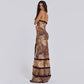 Luxury Furry Halter Dress – Split Evening Gown for Special Occasions