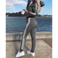 Adidas Trusted Autumn Women’s Striped Colorblock Hoodie and Cuffed Sweatpants Set