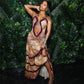 Luxury Furry Halter Dress – Split Evening Gown for Special Occasions