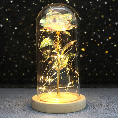 Galaxy Rose with Fairy Lights in Dome – Perfect Gift