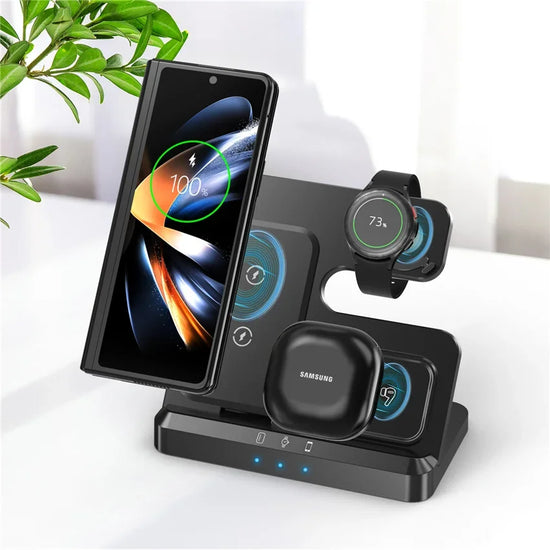 Fast Wireless Charger Stand – Phone, Watch & Buds