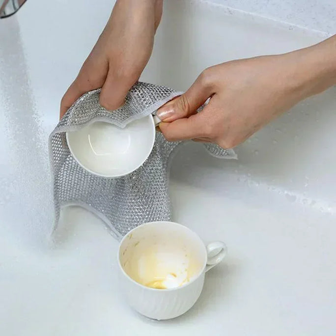 Reusable Metal Mesh Cleaning Cloth – Quick-Dry Microfiber Scrubber for Pots, Pans & Stovetops