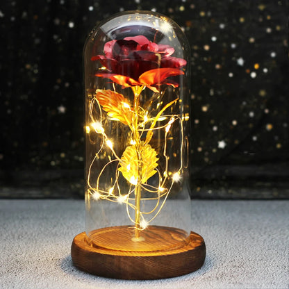 Galaxy Rose with Fairy Lights in Dome – Perfect Gift