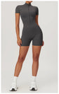 Short Sleeve Zipper Jumpsuit – Comfortable Activewear for Yoga & Fitness