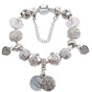 Elegant Charm Bracelet for Women – Cherry Blossom, Heart & Crystal Beads