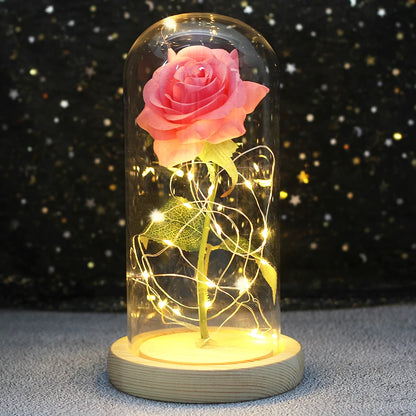Galaxy Rose with Fairy Lights in Dome – Perfect Gift