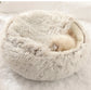 Plush Covered Cat Bed – Warm Round Sleeping Nest for Small Dogs & Kittens