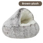 Plush Covered Cat Bed – Warm Round Sleeping Nest for Small Dogs & Kittens