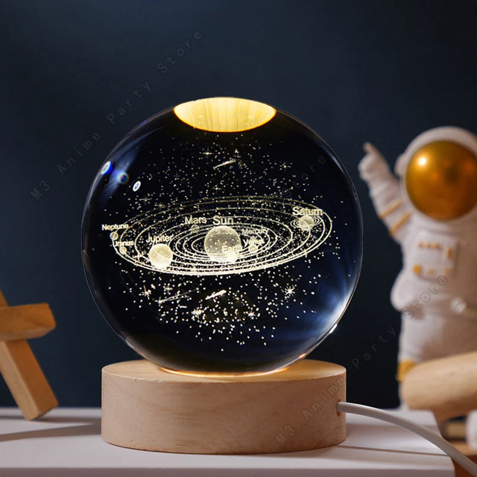 LED Galaxy Crystal Ball – 3D Moon & Planet Table Lamp for Kids, Teens & Birthday Gifts